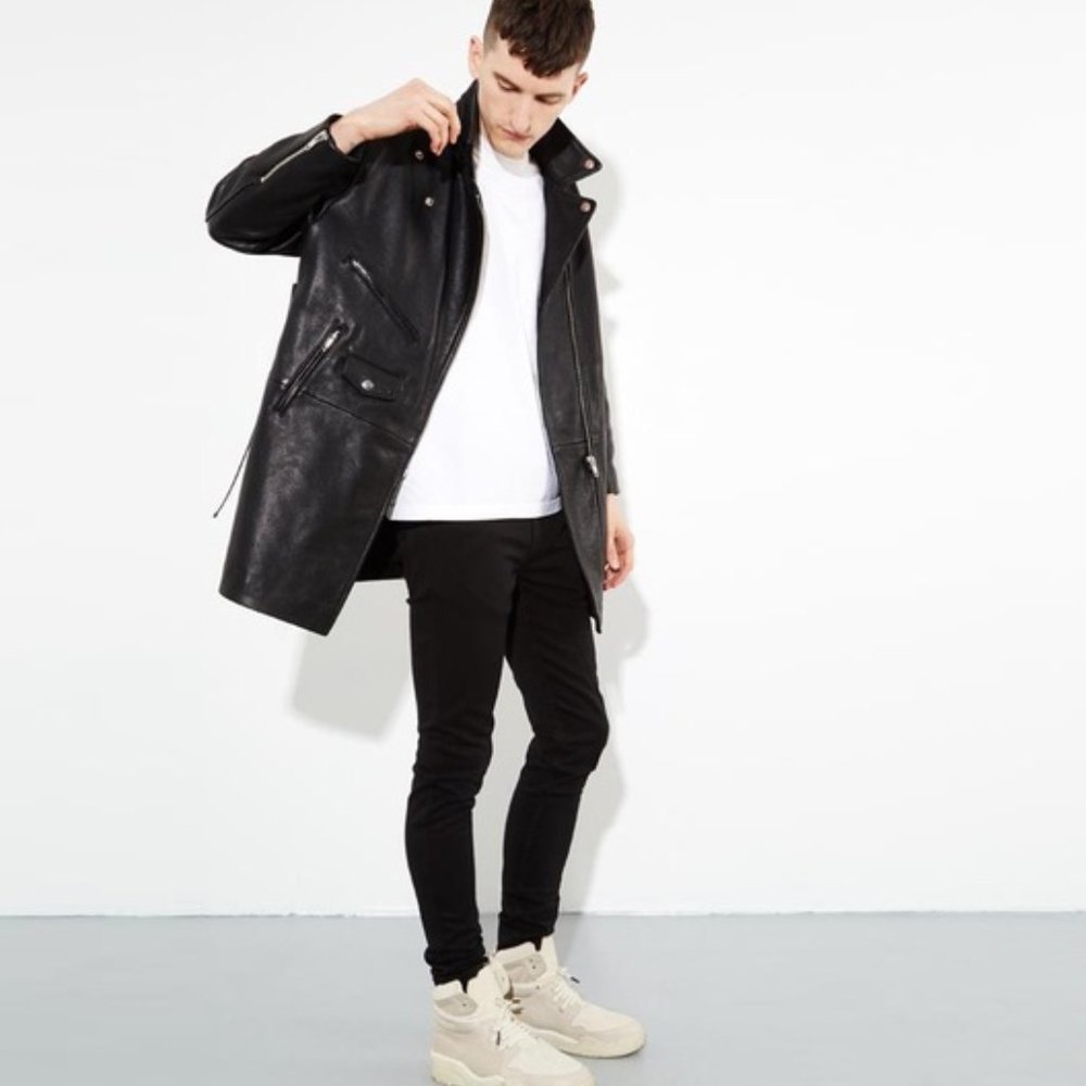 OAK NYC XL Unisex longline motorcycle jacket in real leather